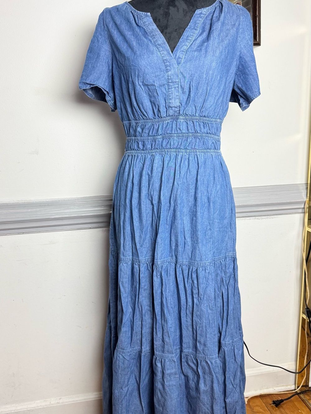 Tommy Hilfiger Light Blue Tiered Maxi Dress